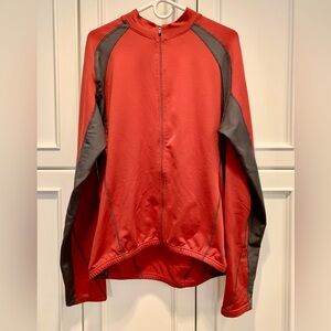 NOVARA Bicycle Cycling Jersey, zip up, long sleeve, deep rust and charcoal, XL